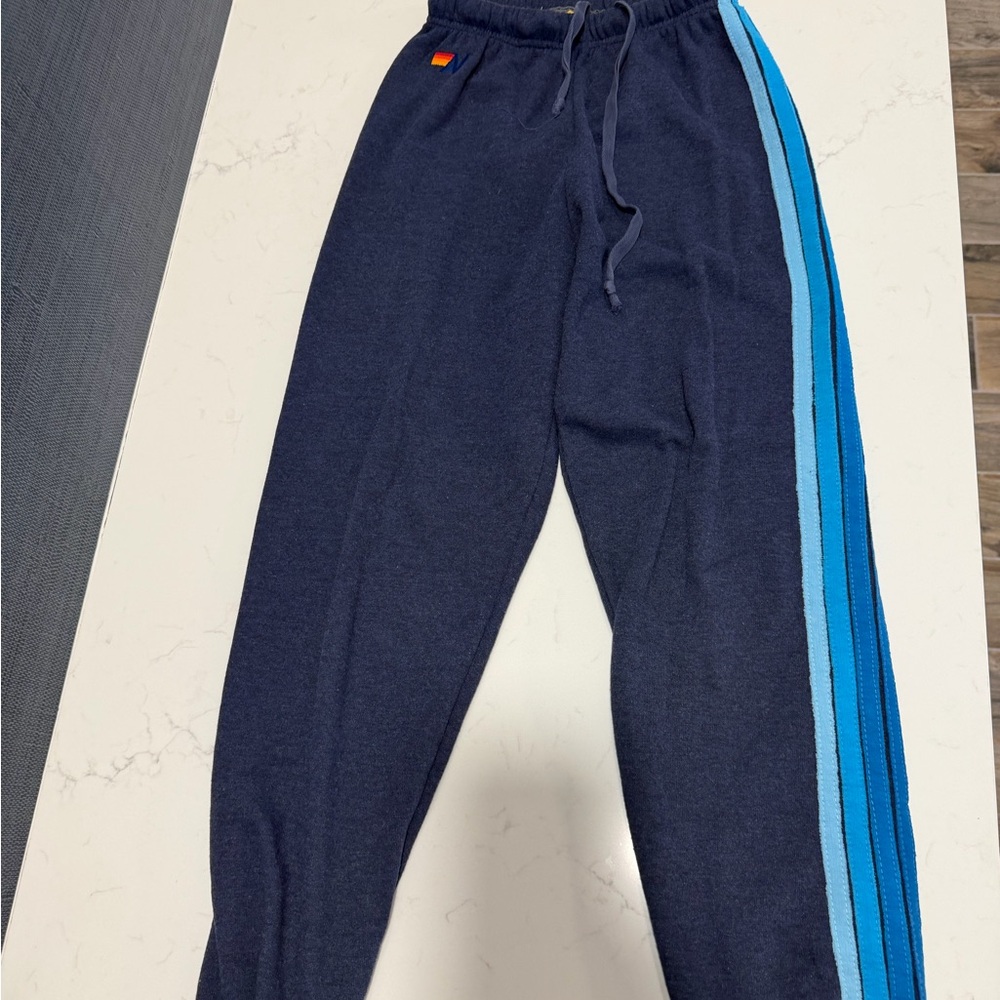 Aviator nation Track Joggers with Blue Side Stripes